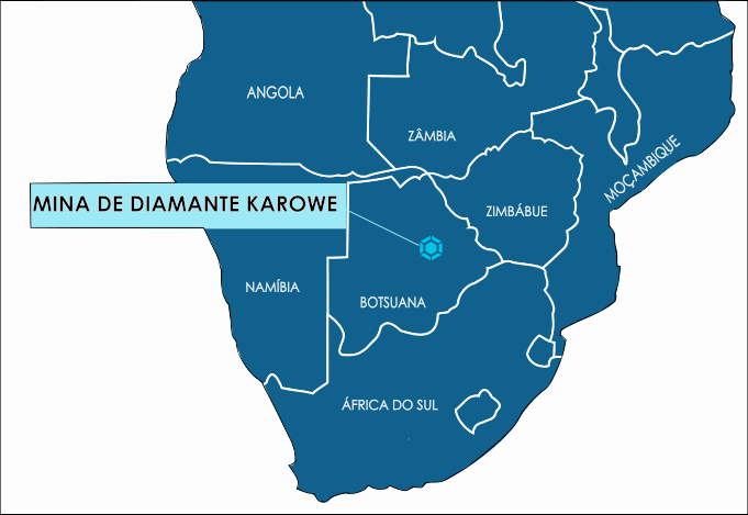 Mina de diamantes em botswana