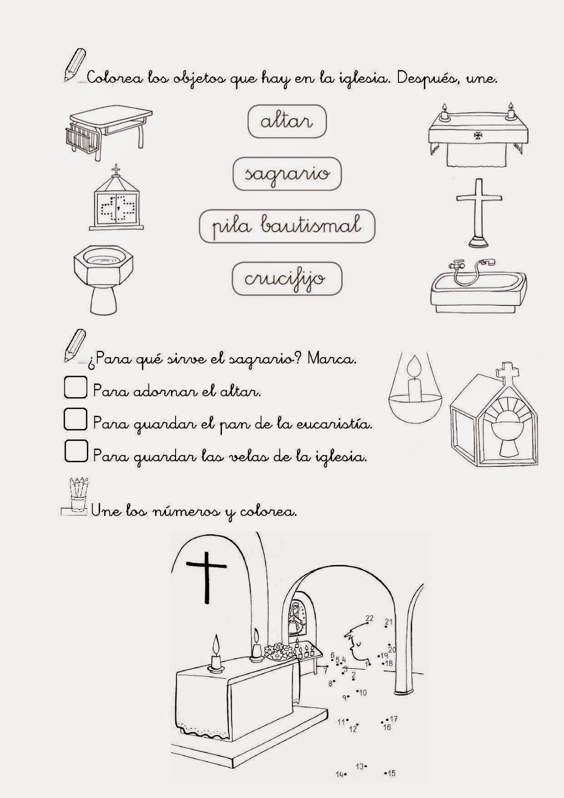 RELIGICANDO EN EL COLE Fichas de Religión para 1º de Primaria.