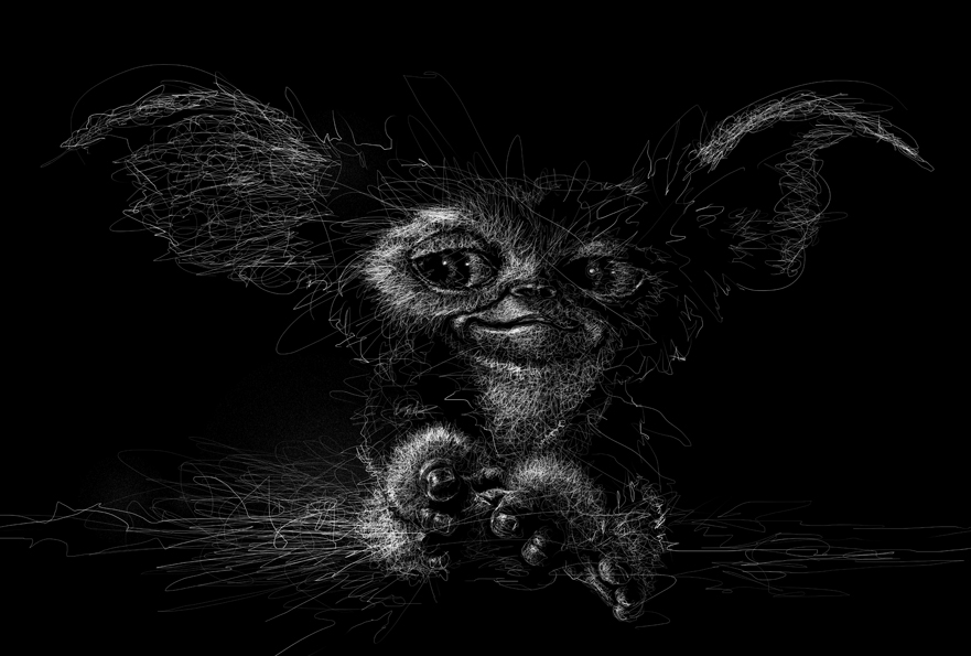 10-Gremlins-Gizmo-Mogwai-Vince-Low-Scribble-Drawing-Portraits-Super-Heroes-and-More-www-designstack-co