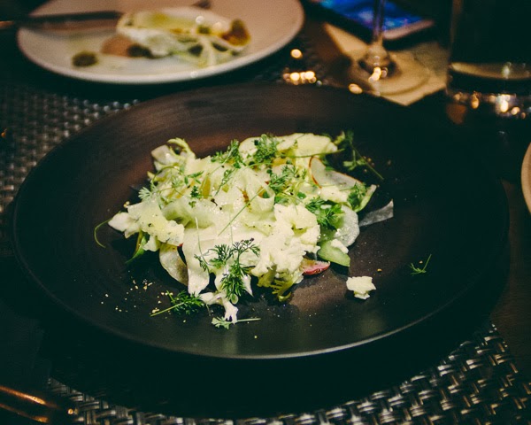 Raw winter vegetable salad at Italian restaurant Moto cucina and enoteca in Nashville, Tennessee