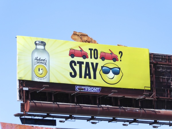 Hubert's Lemonade Bumper to bumper? Stay cool billboard Huberts Lemonade Bumper to bumper billboard