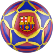 Bola de futebol com o escudo do Barcelona