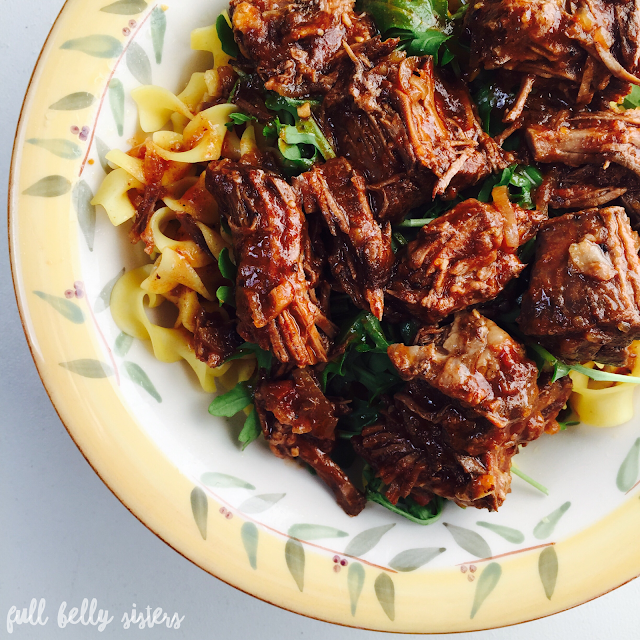 Slow Cooker Red Wine Braised Beef with Arugula