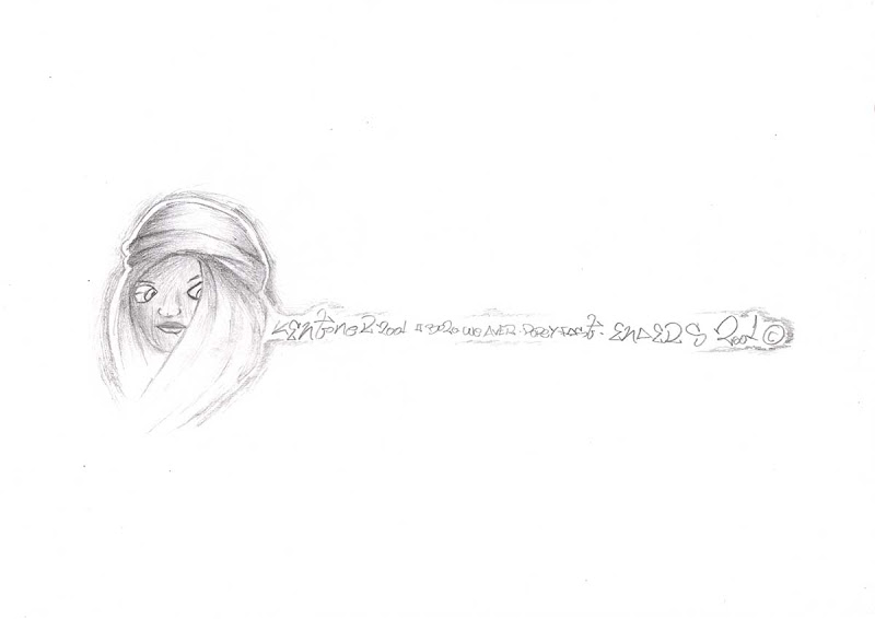 A woman with a cap. Made with pencil. Original naive, vintage graffiti sketch on copy paper by Kostas Gogas (akney), signed as Kent from his first Folder, 2001. ENA graffiti crew.
