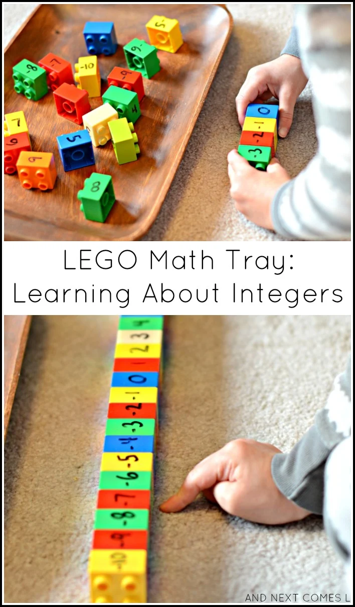 Learning about integers with LEGO DUPLO - hands on elementary math for kids from And Next Comes L