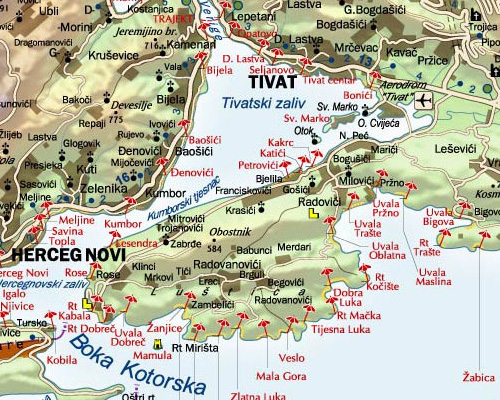 kumbor crna gora mapa Yacht and Port Agent Montenegro: Anchorages in Montenegro kumbor crna gora mapa