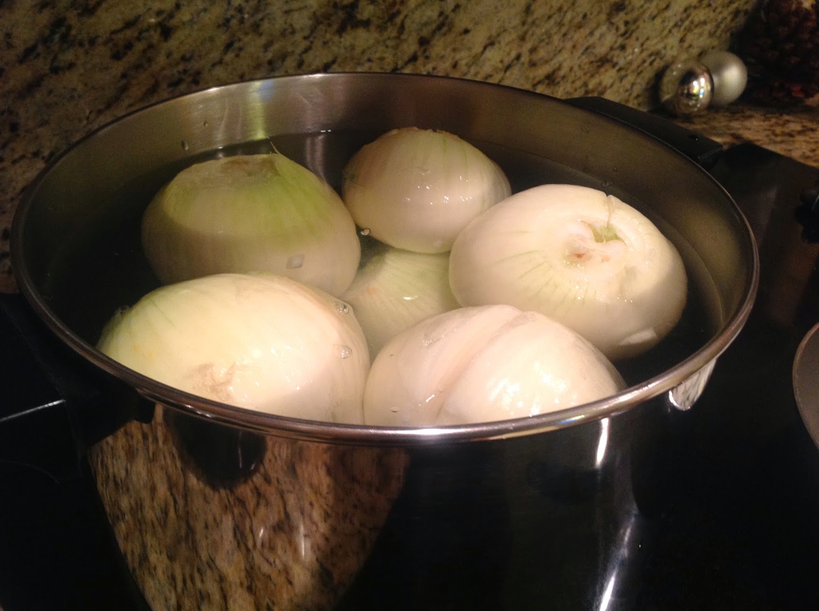 pot of onions boiling