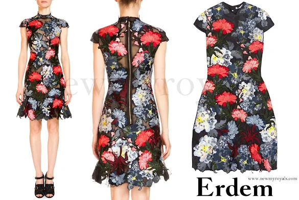 Princess Eugenie wore ERDEM Hetty Embroidered Silk-Organza Mini Dress