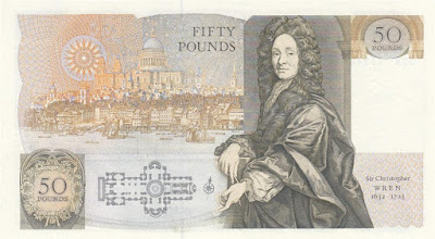 Bank of England Fifty pounds banknote Christopher Wren