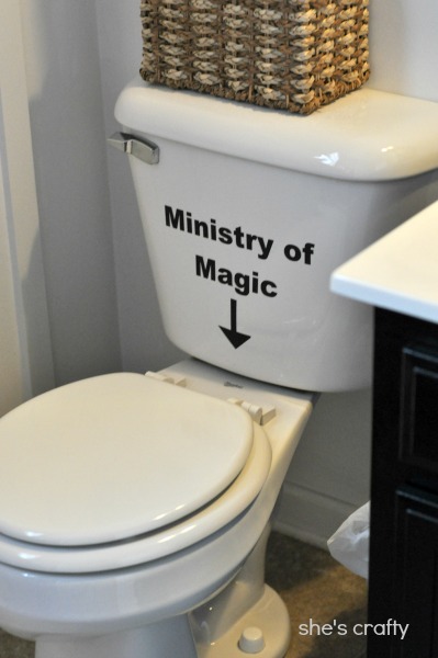  Harry Potter Birthday party - ministry of magic vinyl on toilet