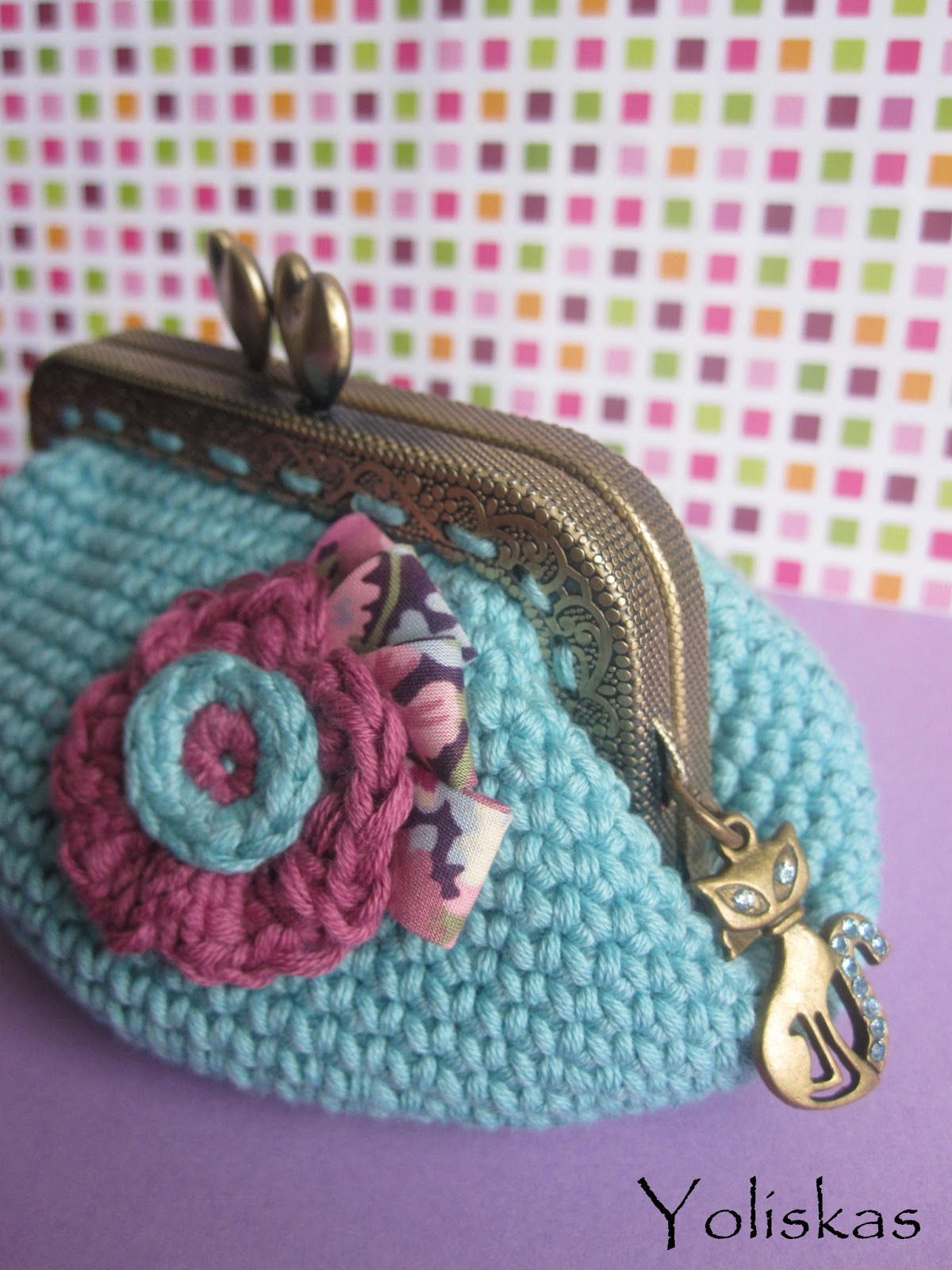Monedero crochet con boquilla rectangular de