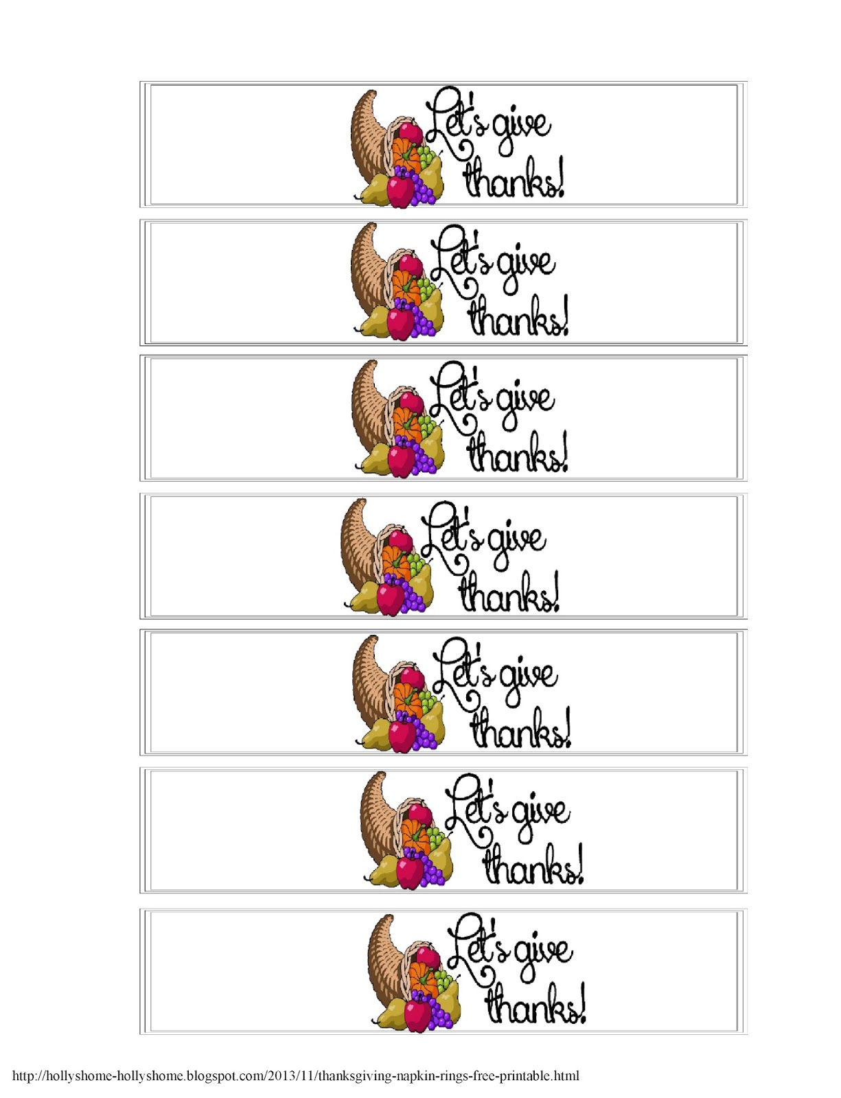 HollysHome Family Life Thanksgiving Napkin Rings Free Printable NEW 