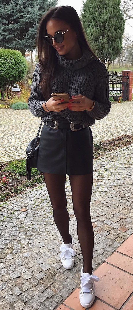 Skirt with tights and sneakers Clearance