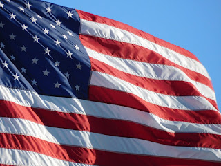 Image of American Flag Waving in the Wind