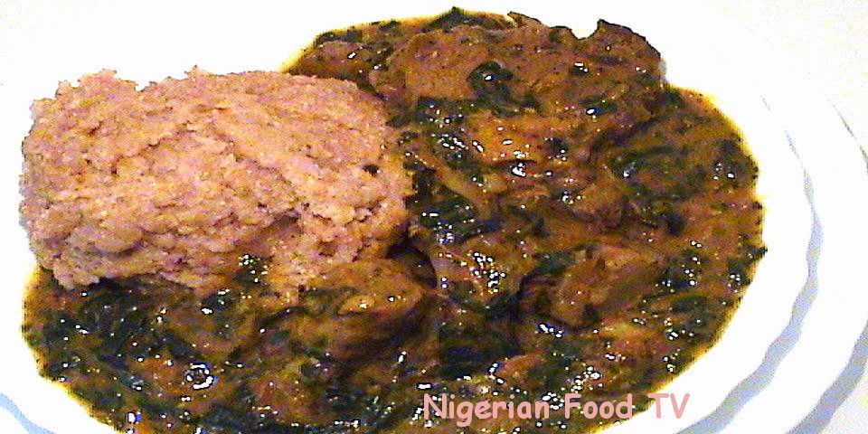 Nigerian ogbono soup with bitter leaf, nigerian soup recipe, Nigerian food tv