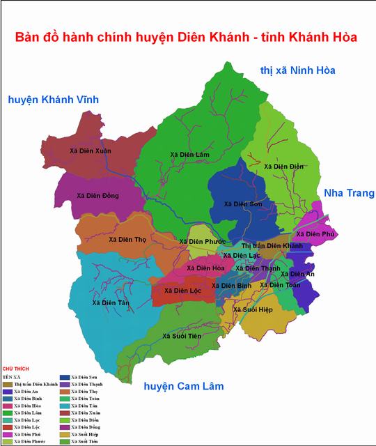 Bản đồ hành chính huyện Diên Khánh