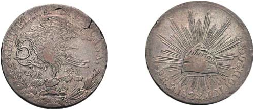 Monedas de México / Monedas Históricas: 8 REALES 1823, 1824 Y 1825 ÁGUILA  DE PERFIL