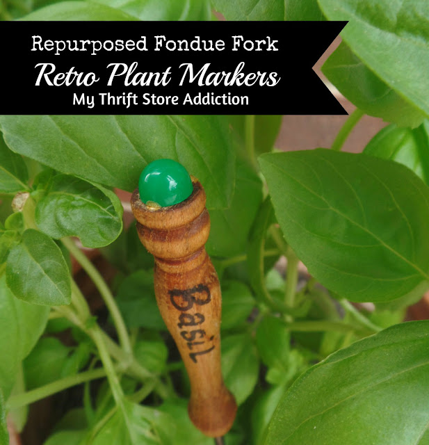 Repurposed fondue fork retro plant markers