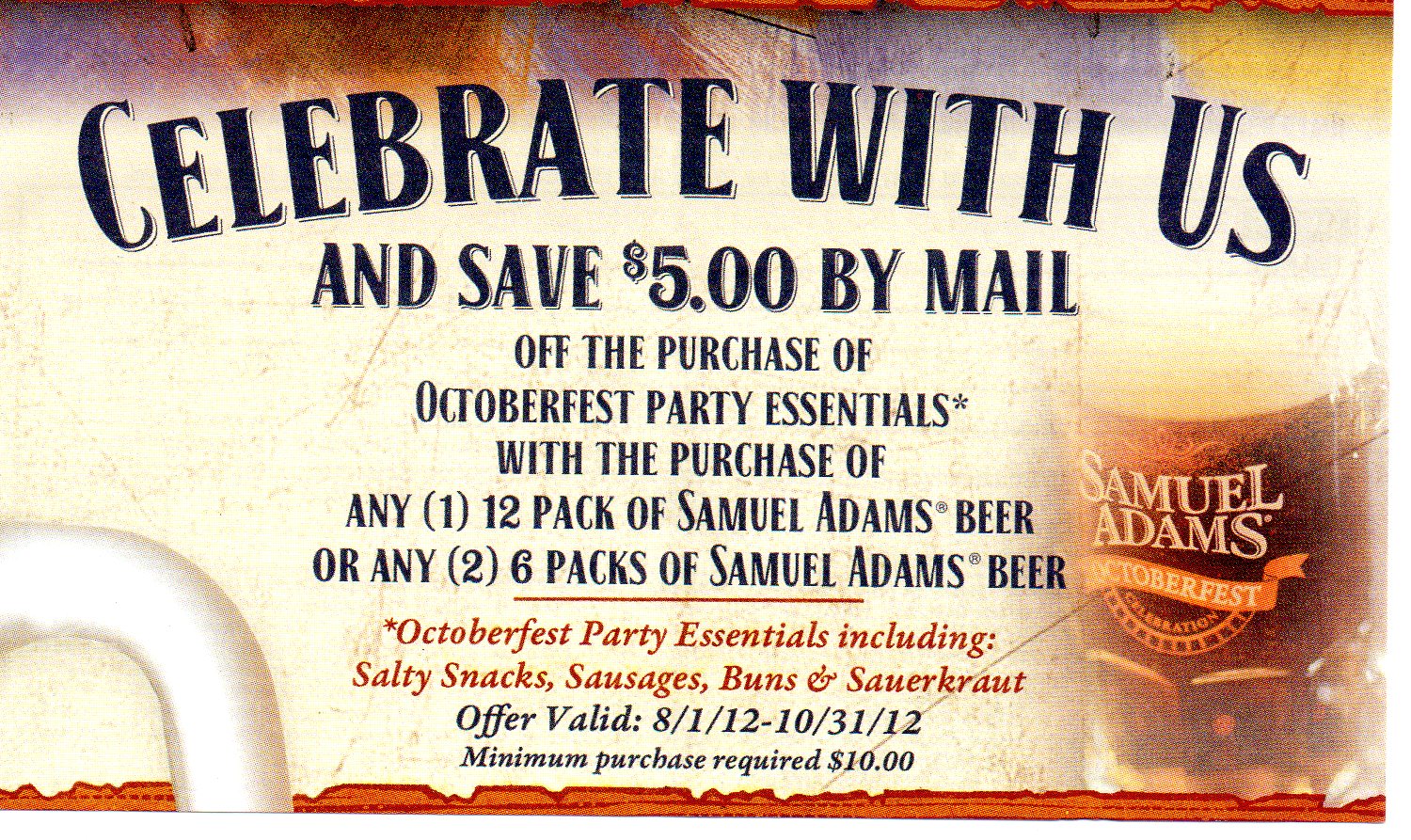 Coupon STL Samuel Adams Beer Rebate 5 On Octoberfest Party Essentials