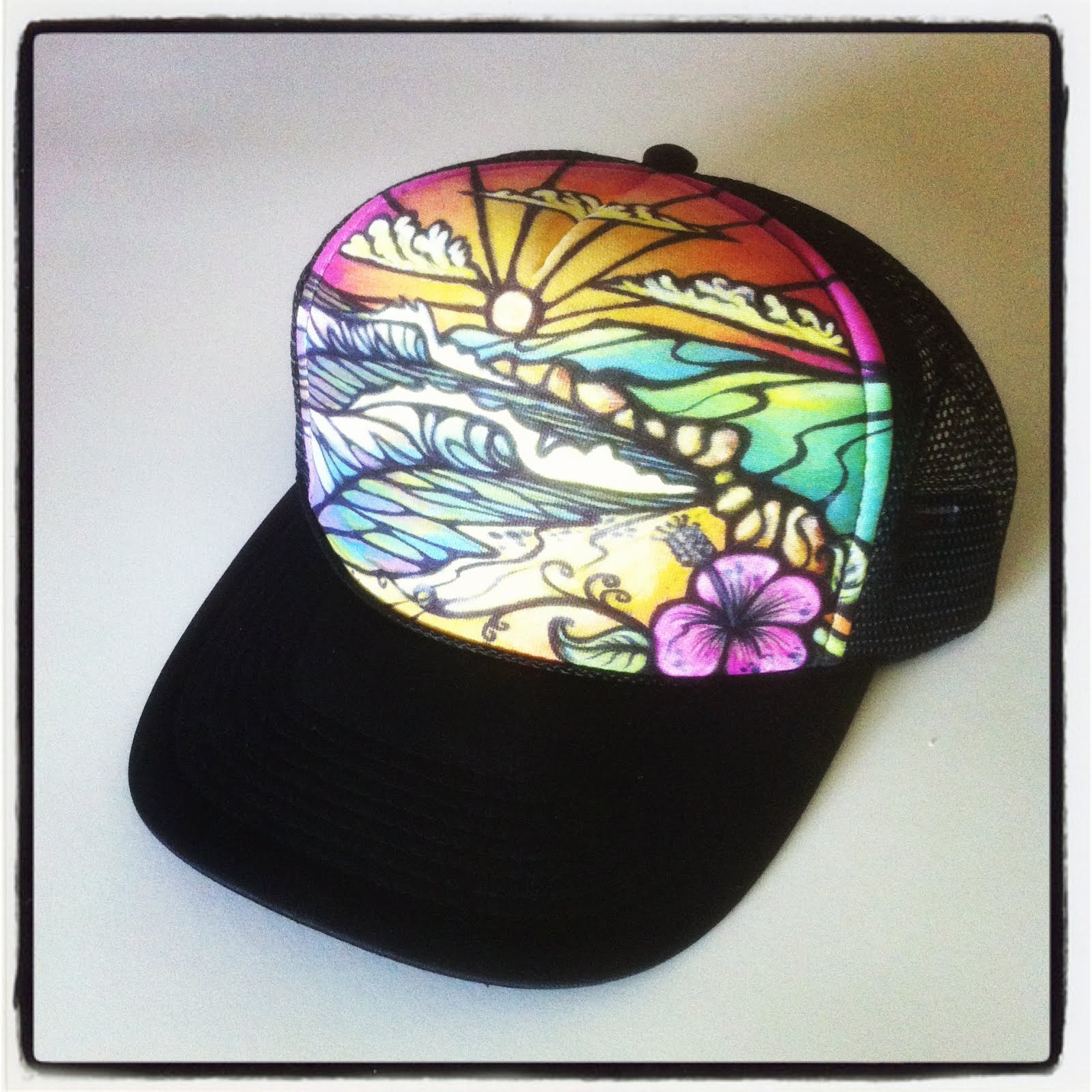 Art by J. Samarin Hand Painted Trucker Hats...