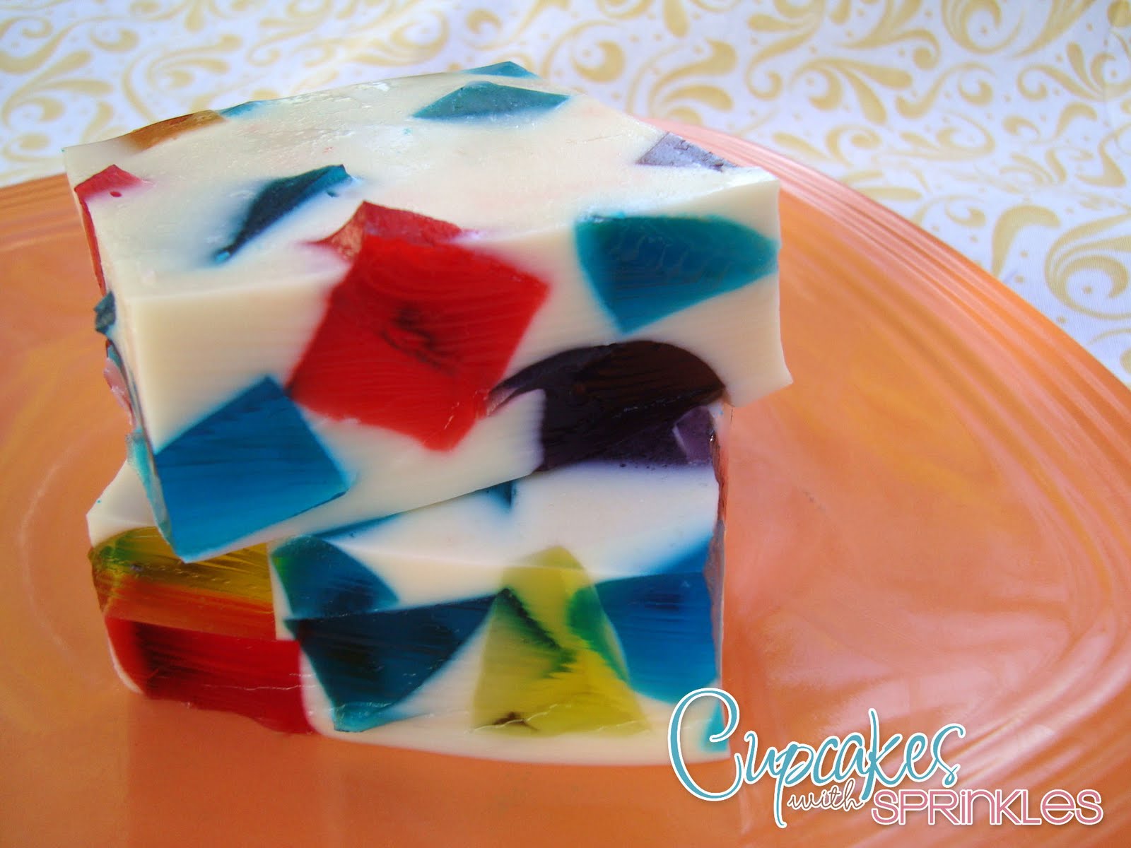 Cupcake with Sprinkles Glass Block Jello