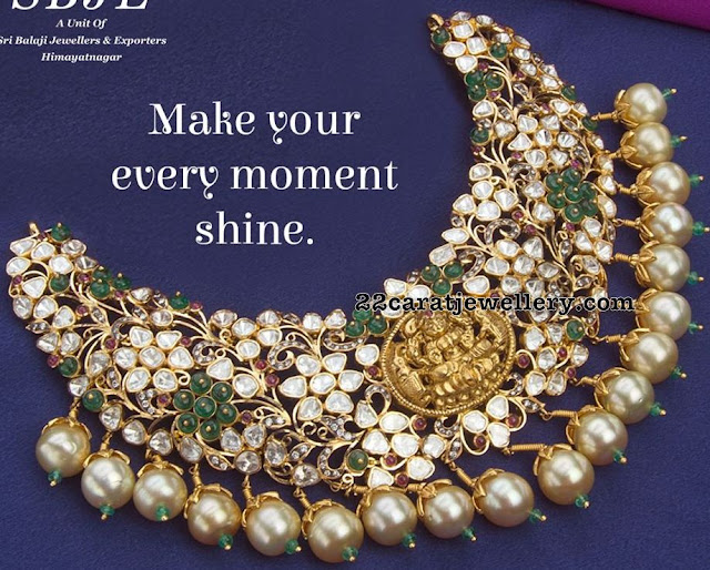 Pachi Necklace with Lakshmi by Sri Balaji Jewellers Pachi Necklace with Lakshmi by Sri Balaji Jewellers