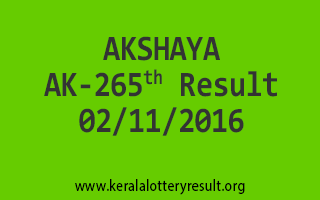 AKSHAYA AK 265 Lottery Results 2-11-2016