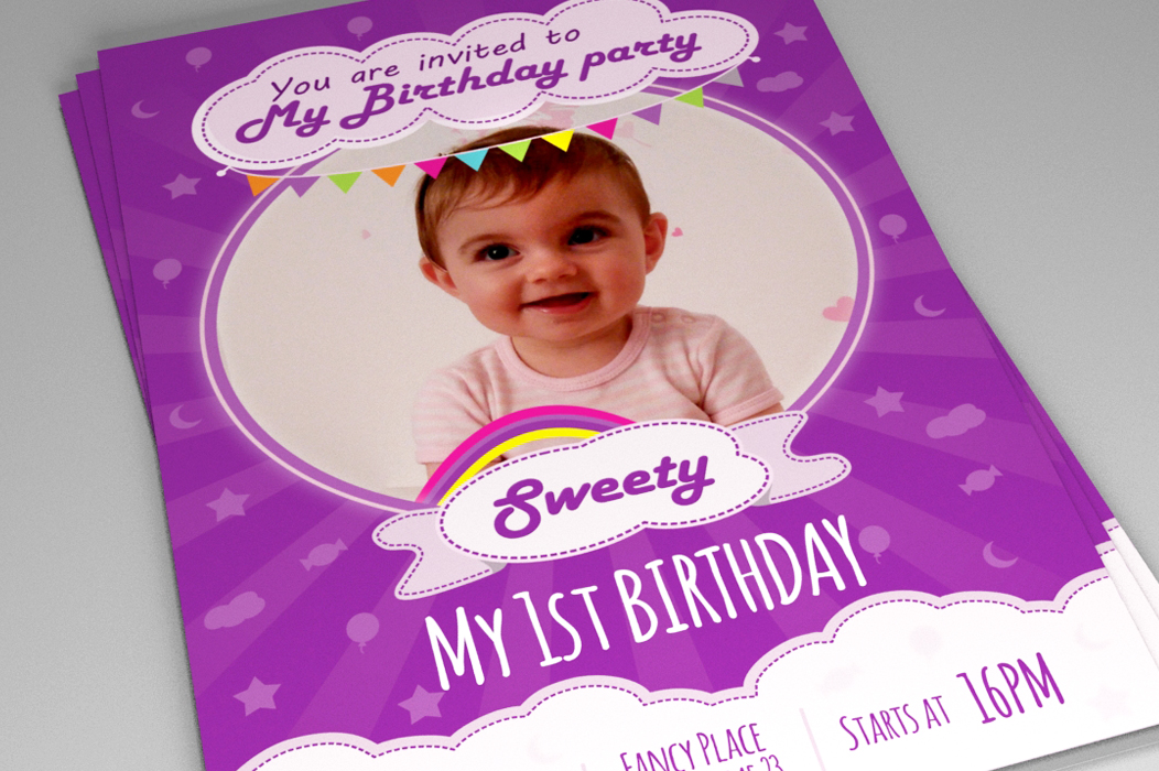 indesign templates indesign templates Kids Birthday Invitation PSD