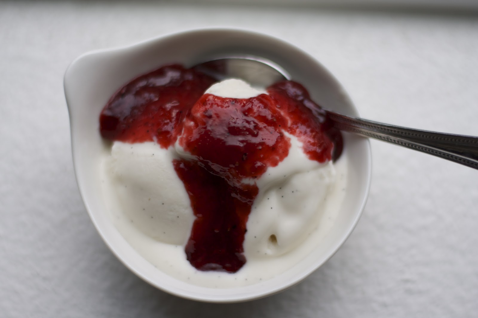 and she cooks too! Strawberry Black Pepper Dessert Sauce