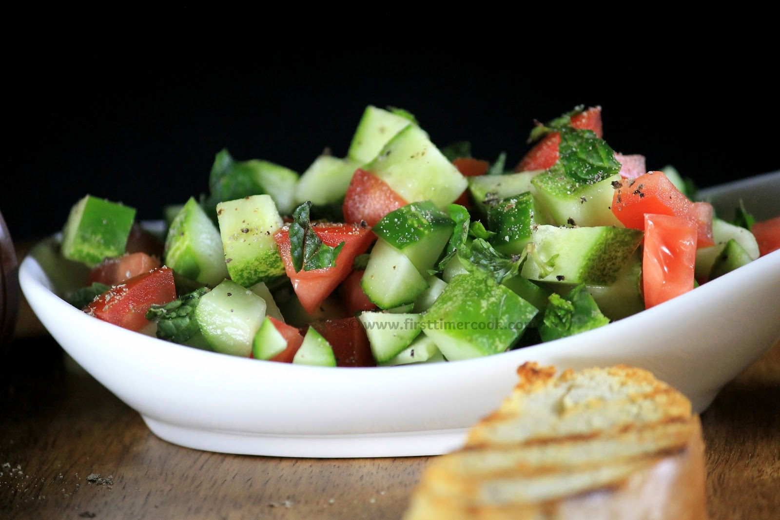 First Timer Cook Minty Cucumber Bruschetta