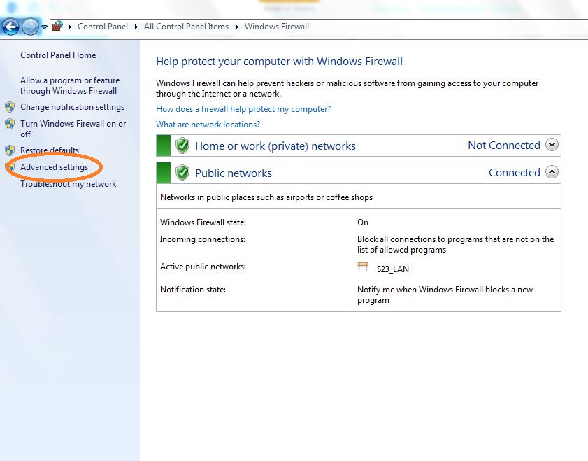 Allow and outgoing ports in a windows firewall. AKN Network