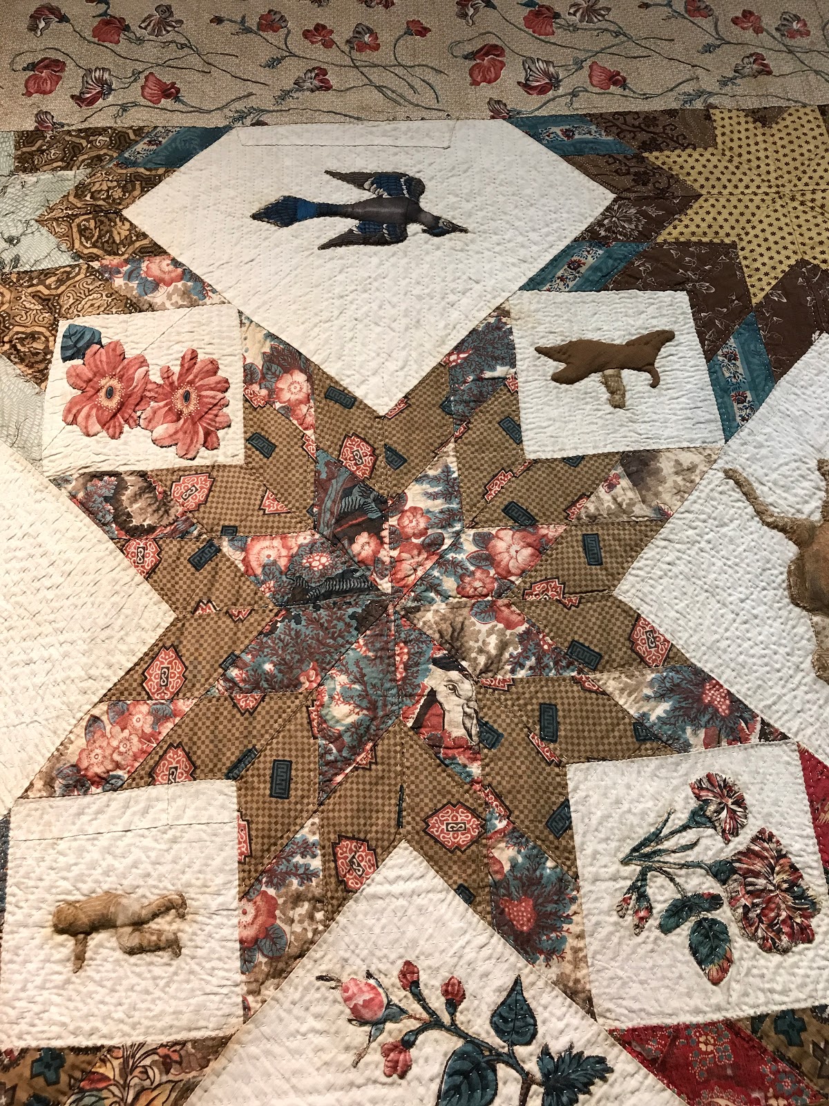 Textile Time Travels Fascinating Antique Star and Applique Quilt New