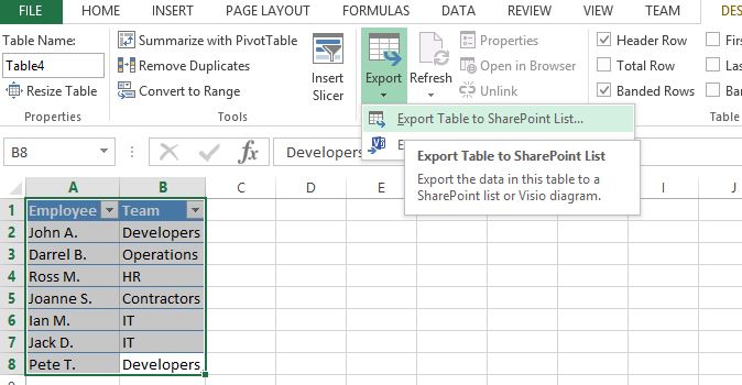 More SharePoint: Sync Excel Tables to a SharePoint List