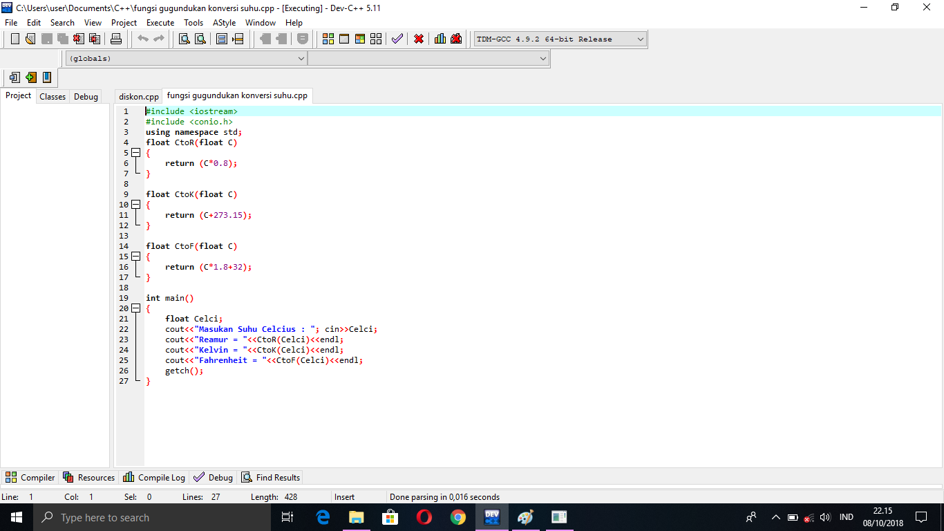 5 Contoh Program C Sederhana Konversi Suhu Jam Jarak Uang Pecahan Dan Hari Tutorial Belajar Coding