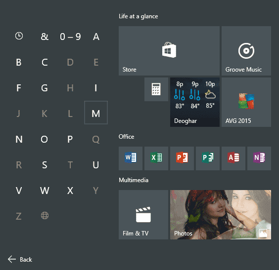 Easily Navigate All Apps List in Windows 10 Start Menu Easily Navigate All Apps List in Windows 10 Start Menu