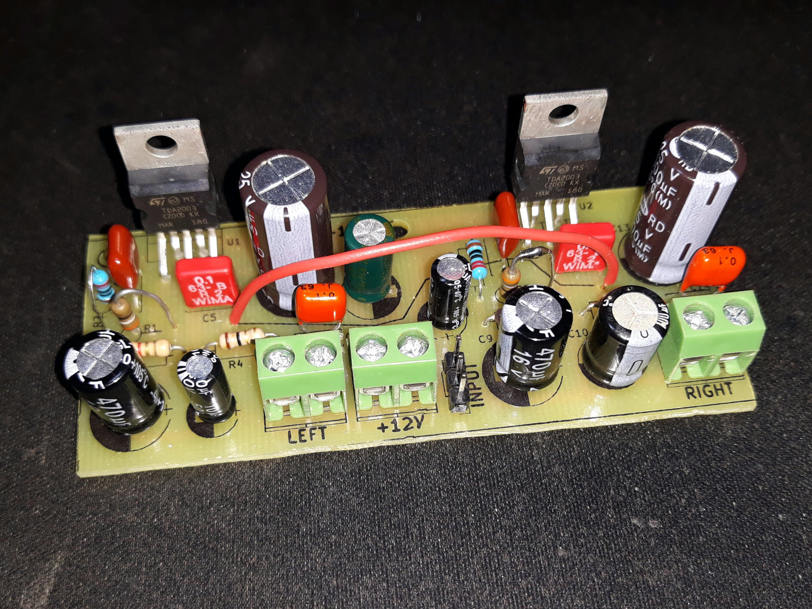 Stereo audio amplifier with TDA2003 · One Transistor