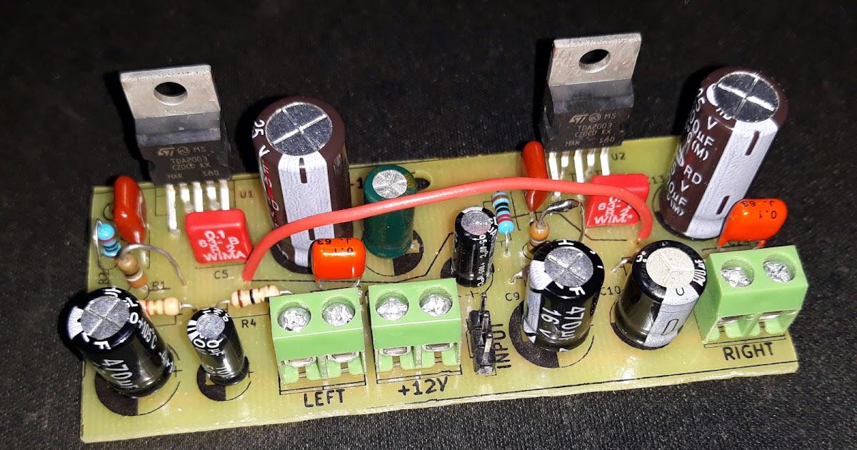 Stereo audio amplifier with TDA2003 · One Transistor