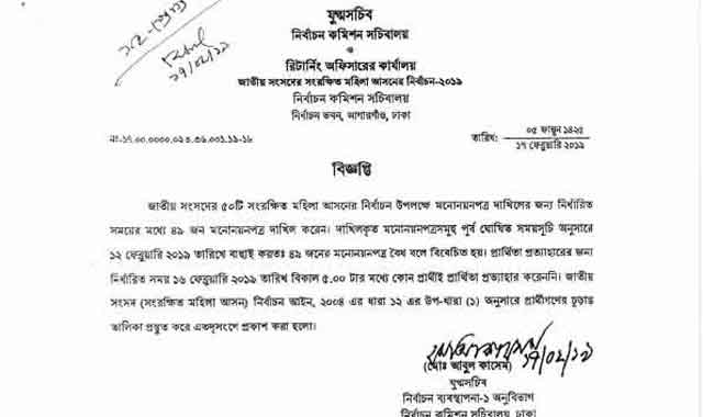 Notification issued: 49 Women MPs (including notifications) প্রজ্ঞাপন প্রকাশ: ৪৯ নারী সংসদ সদস্য (প্রজ্ঞাপনসহ)