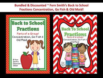 Fraction Back to School Discounted Bundle Concentration, Go Fish & Old Maid CCSS