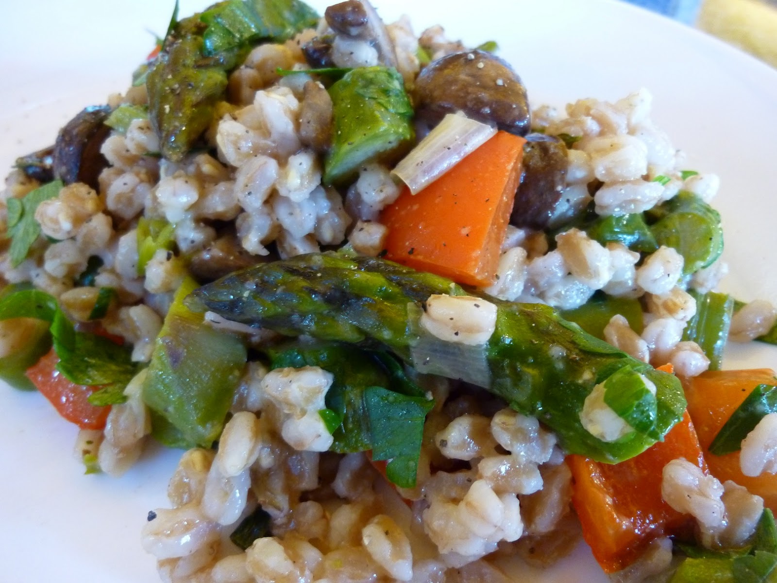 Foods For Long Life Warm Vegan Farro Salad With Roasted Crimini