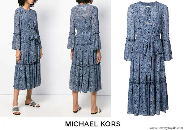 Crown Princess Mary wore Michael Michael Kors jacquard print maxi dress