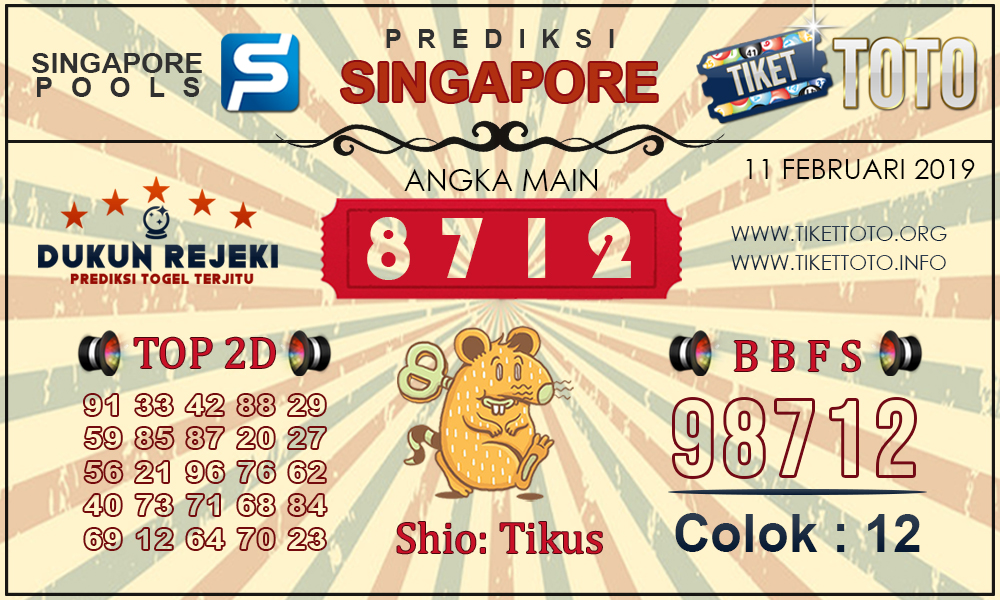 Prediksi Togel SINGAPORE TIKETTOTO 13 FEBRUARI 2019