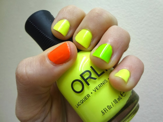 Neon nails, multi-colored, Orly Glowstick