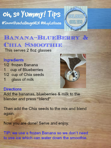 cool moms cool tips #smoothiechallengemln banana blueberry smoothie recipe
