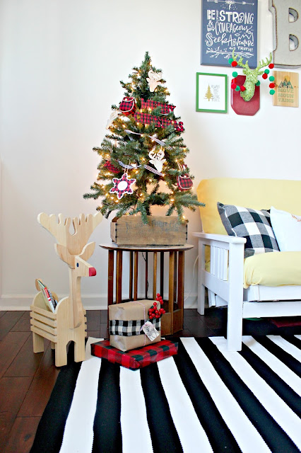 A Very Merry Plaid and Rustic Christmas Playroom. Festive Christmas tour with lots of fun ideas!