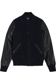 A.P.C. Teddy Rizzo II leather-paneled wool-blend bomber jacket