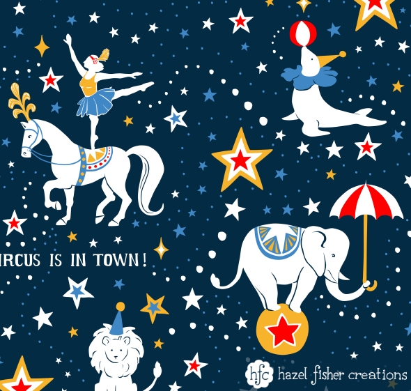 Retro Circus fabric design by Hazel Fisher Creations, Spoonflower, surface pattern design Retro Circus fabric design by Hazel Fisher Creations, Spoonflower, surface pattern design