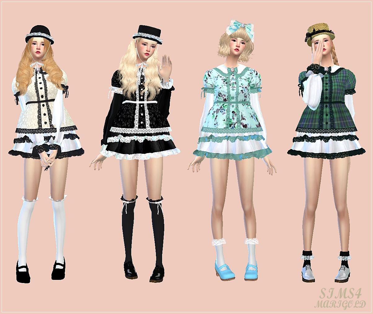 Sims 4 Ccs The Best Classic Lolita Mini Dress By Sims 4 Marigold