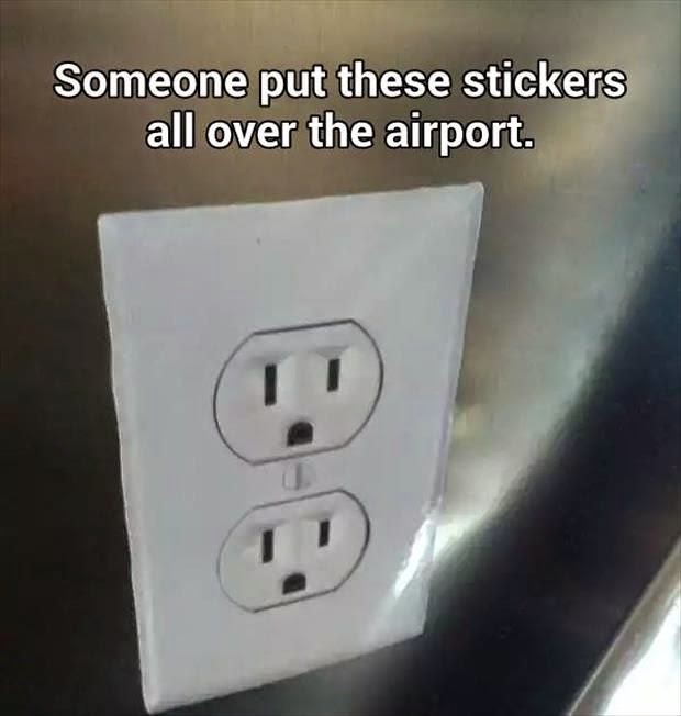 airport prank electrical outlet, charging devices