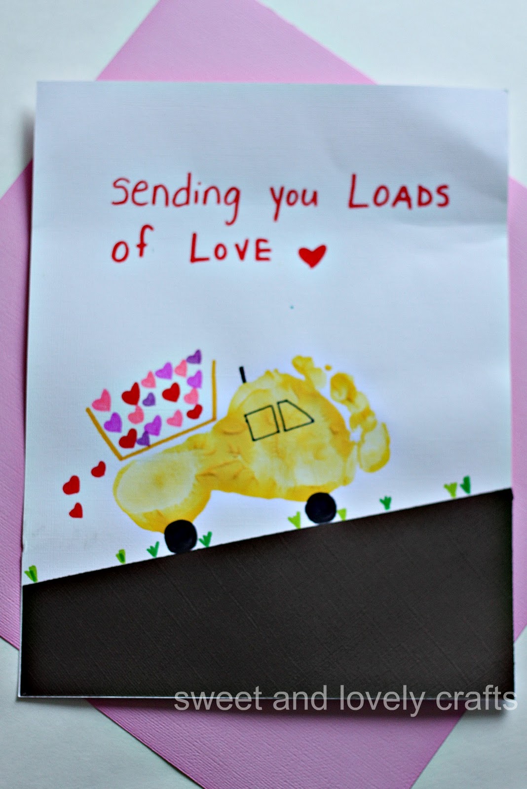 sweet and lovely crafts: footprint dump truck carrying love